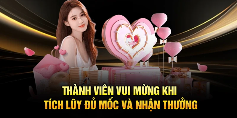 Thành viên vui mừng khi tích lũy đủ mốc và nhận thưởng